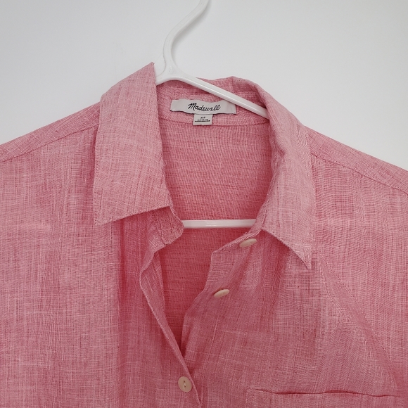 Madewell End on End Short Sleeve Tie Front Shirt - Picture 2 of 4